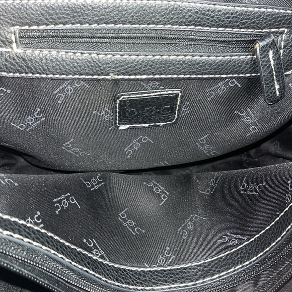 BOC vegan leather multiple pockets Black Gray shoulder tote Bag - Picture 6 of 17